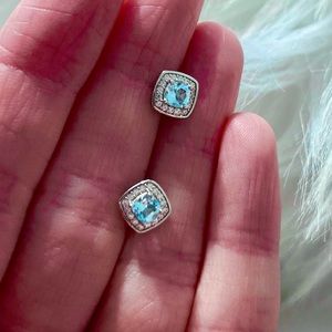 Blue Topaz Stud Earrings 925 Sterling Silver